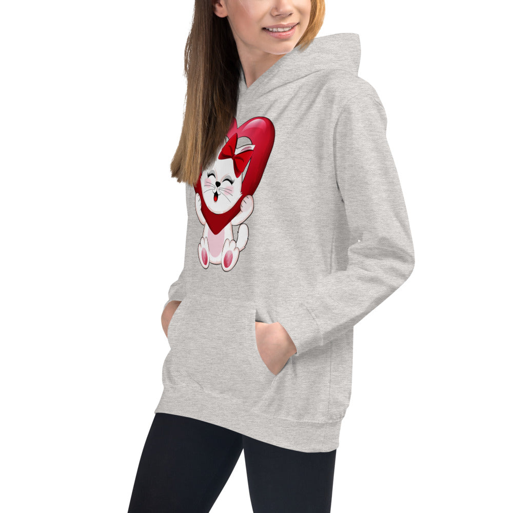 Lovely Kitty Cat Inside Heart Balloon, Hoodies, No. 0477