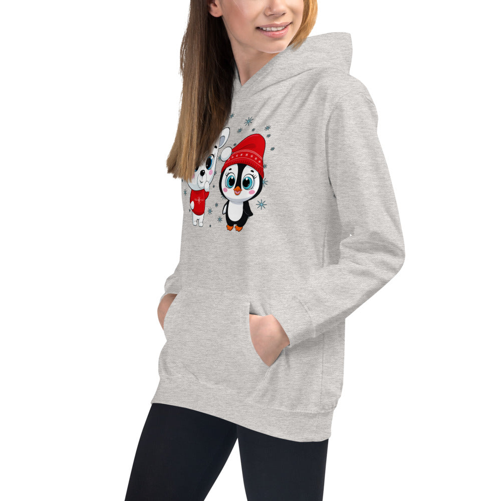 Polar Bear with Penguin, Hoodies, No. 0098