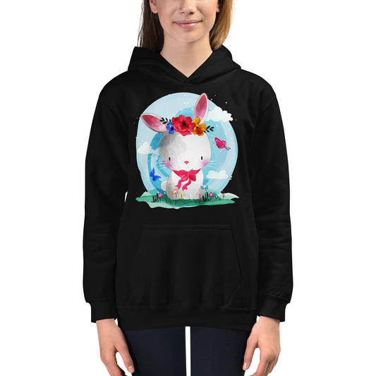 Cute Bunny with Flowers Hoodie, No. 0082