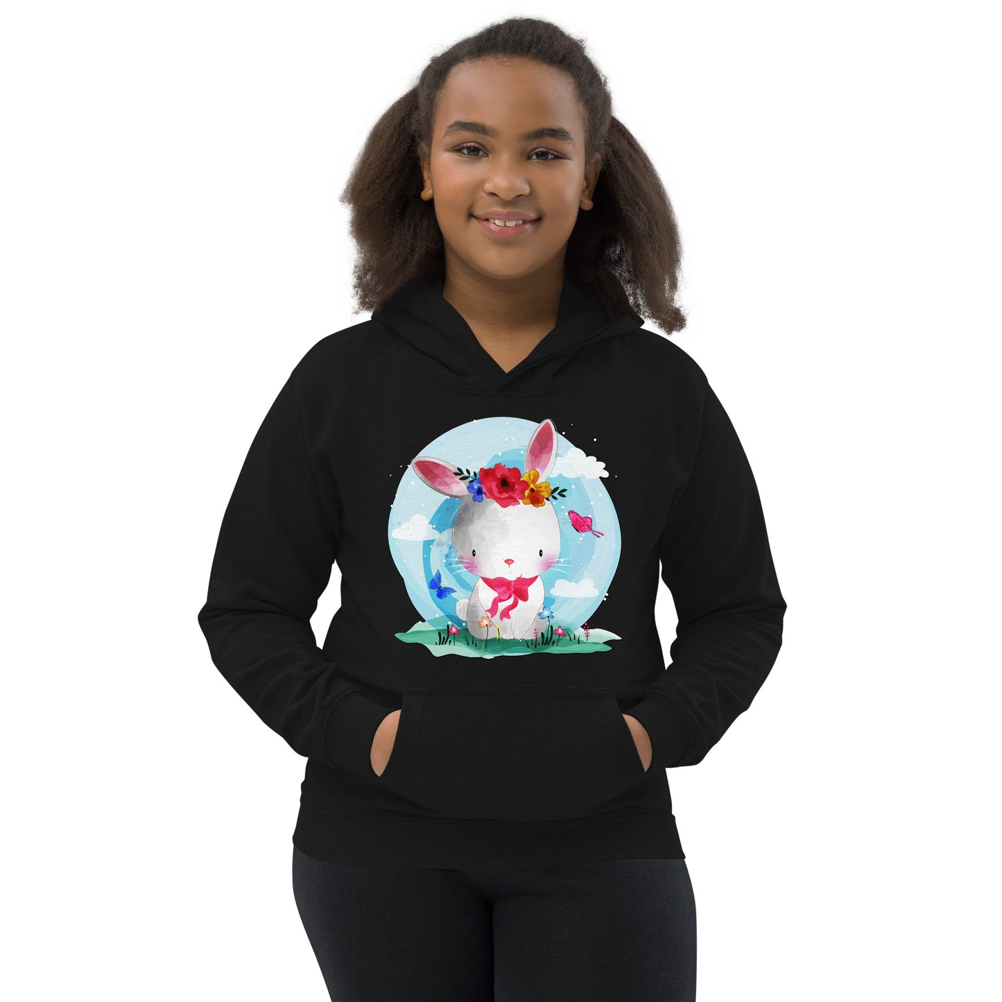 Cute Bunny with Flowers Hoodie, No. 0082