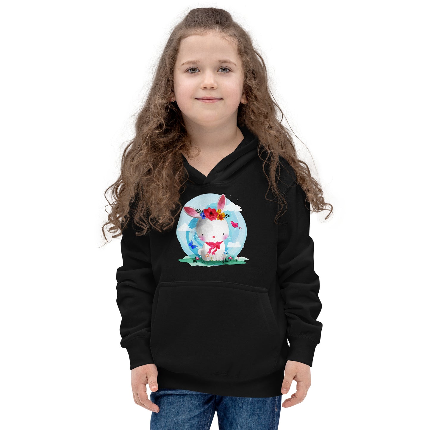 Cute Bunny with Flowers Hoodie, No. 0082