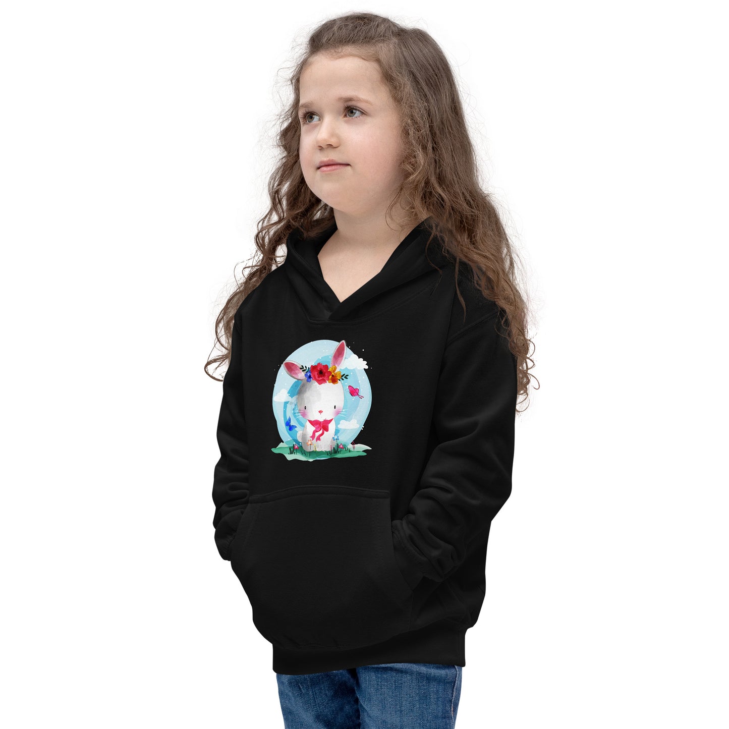 Cute Bunny with Flowers Hoodie, No. 0082