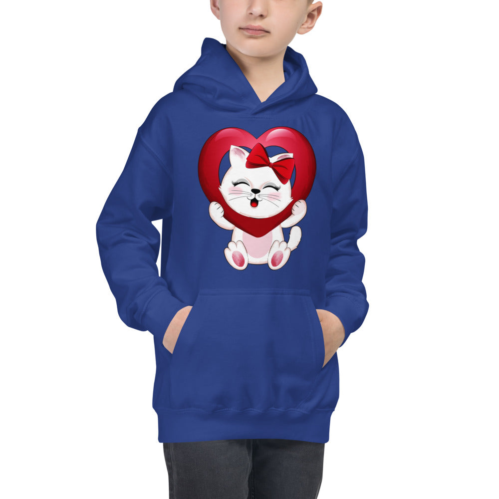 Lovely Kitty Cat Inside Heart Balloon, Hoodies, No. 0477