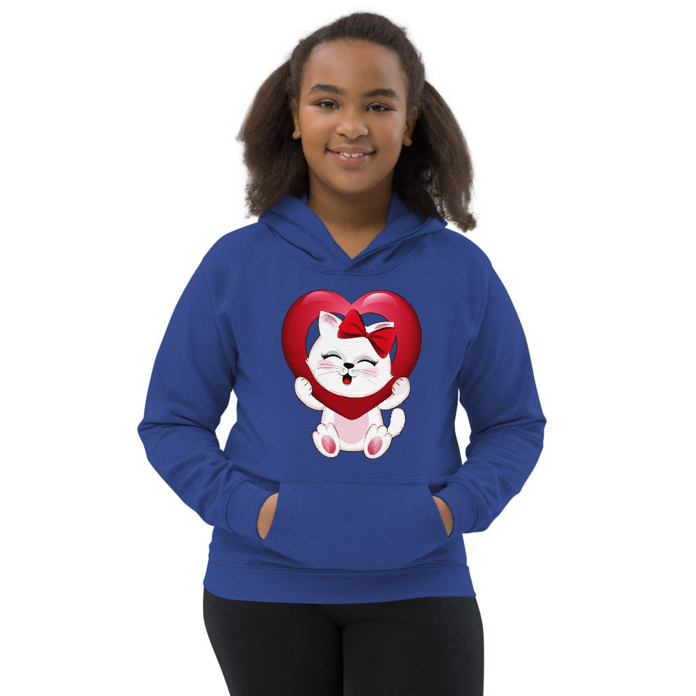 Lovely Kitty Cat Inside Heart Balloon, Hoodies, No. 0477