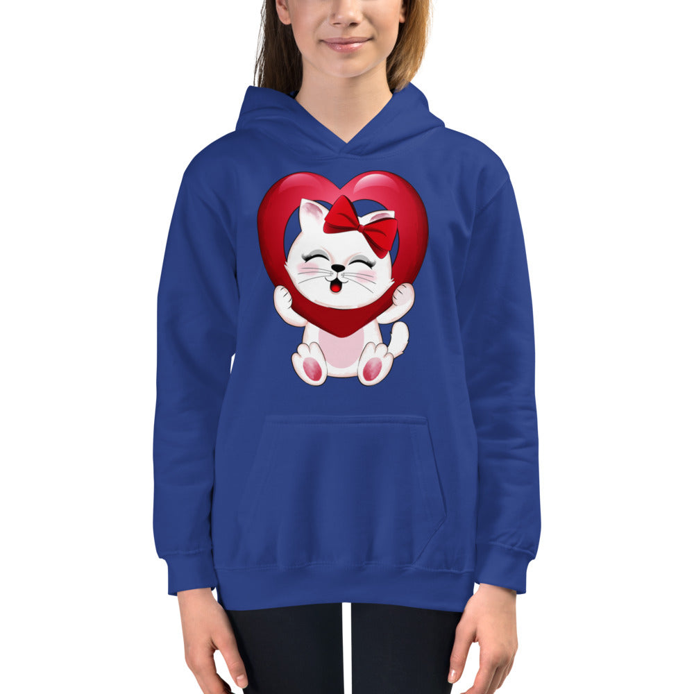 Lovely Kitty Cat Inside Heart Balloon, Hoodies, No. 0477