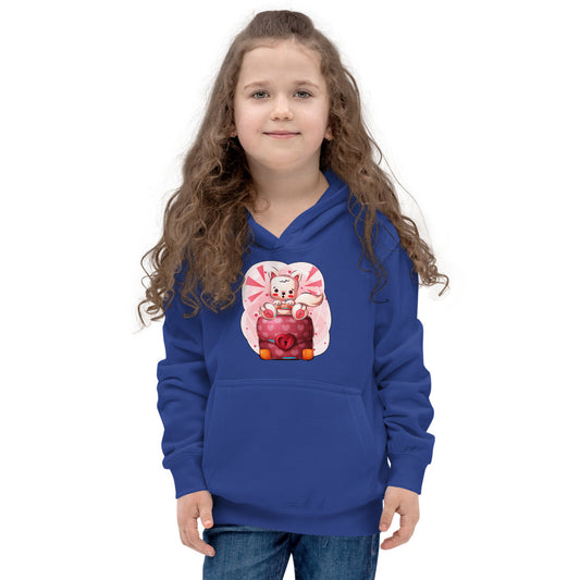 Lovely Kitty Cat sitting on School Bag, Hoodies, No. 0478