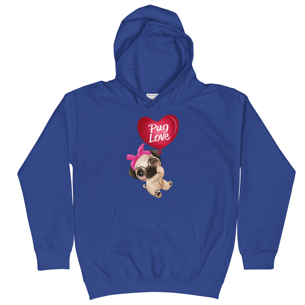 Puppy Pug Dog Flying with Balloon, Hoodies, No. 0490