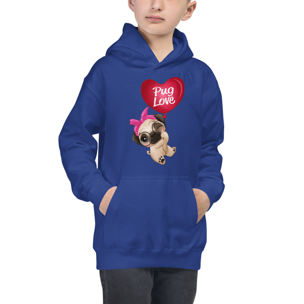 Puppy Pug Dog Flying with Balloon, Hoodies, No. 0490