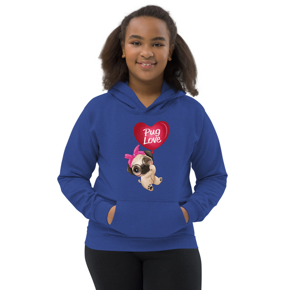 Puppy Pug Dog Flying with Balloon, Hoodies, No. 0490