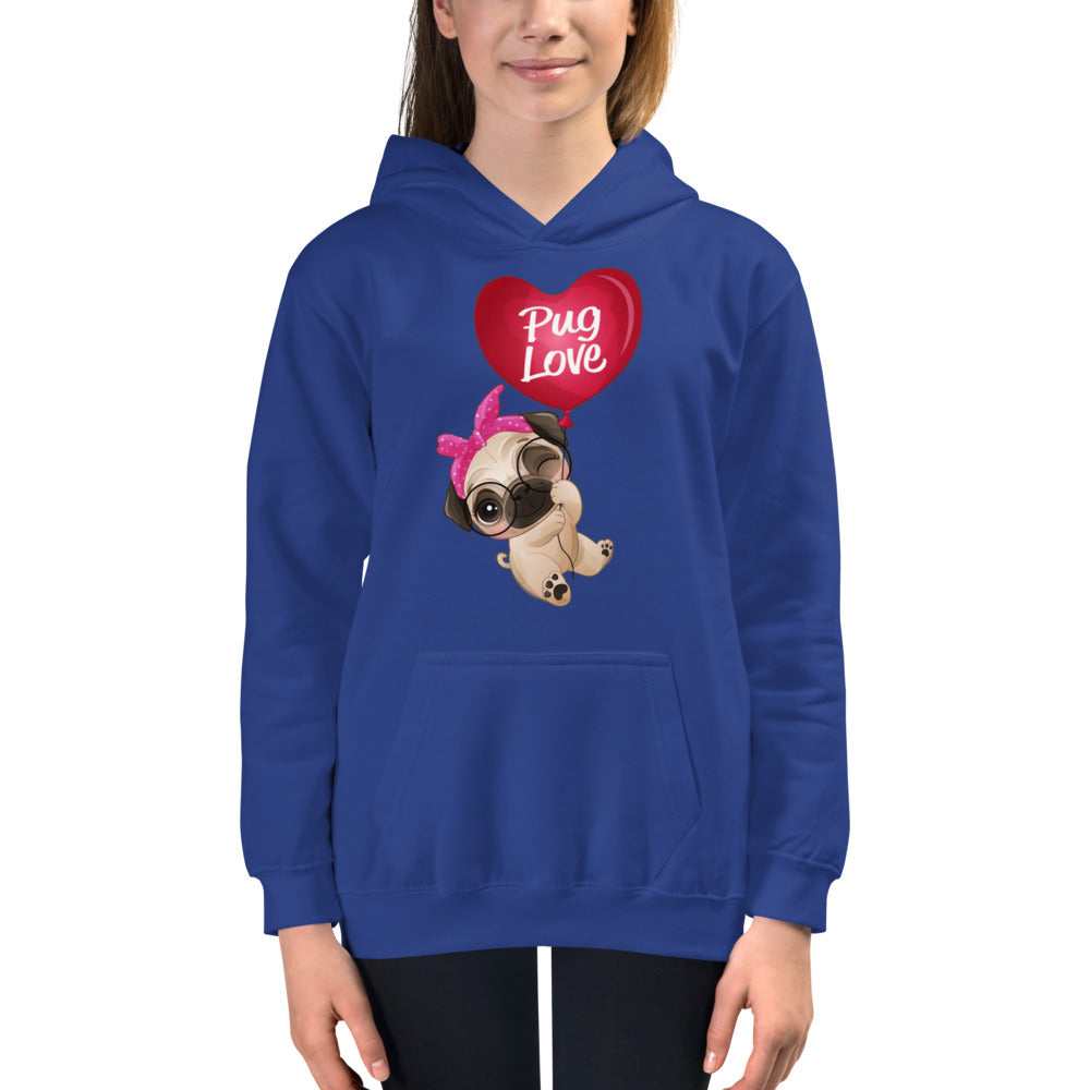 Puppy Pug Dog Flying with Balloon, Hoodies, No. 0490