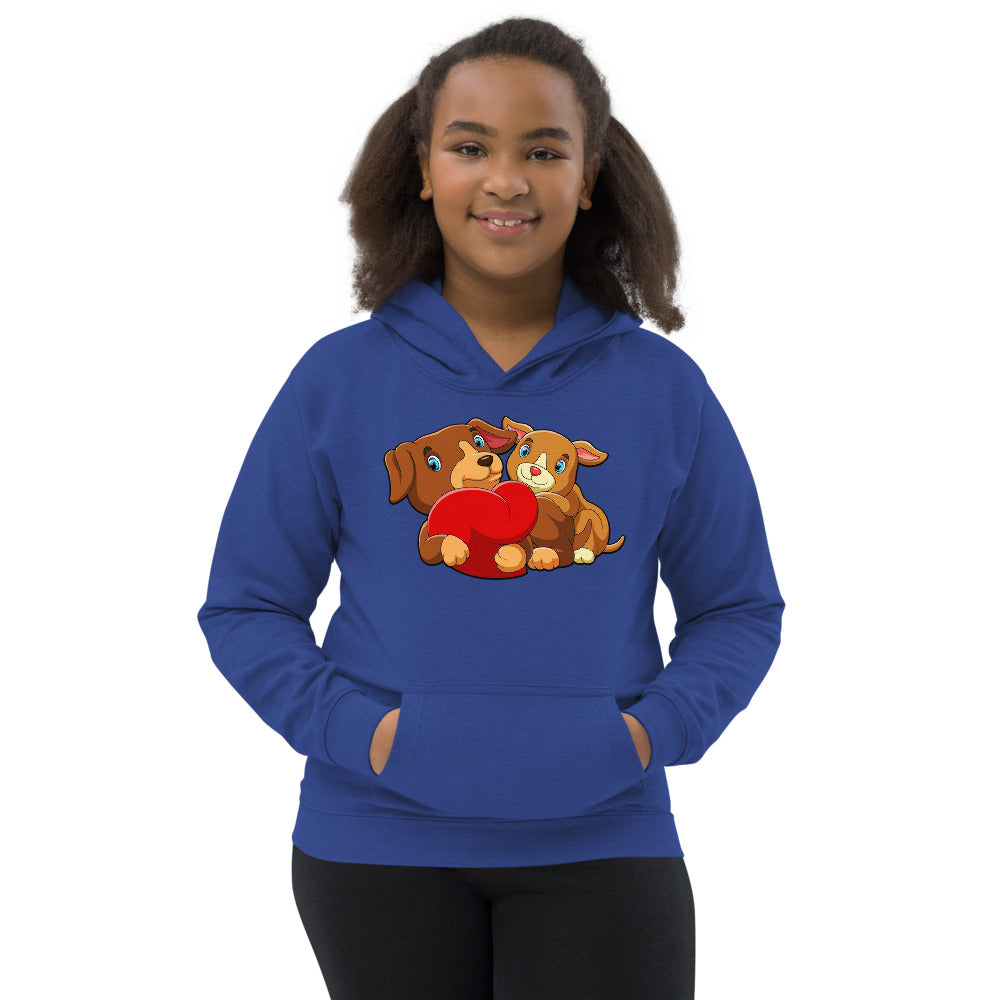 Couple Dogs with Red Heart, Hoodies, No. 136