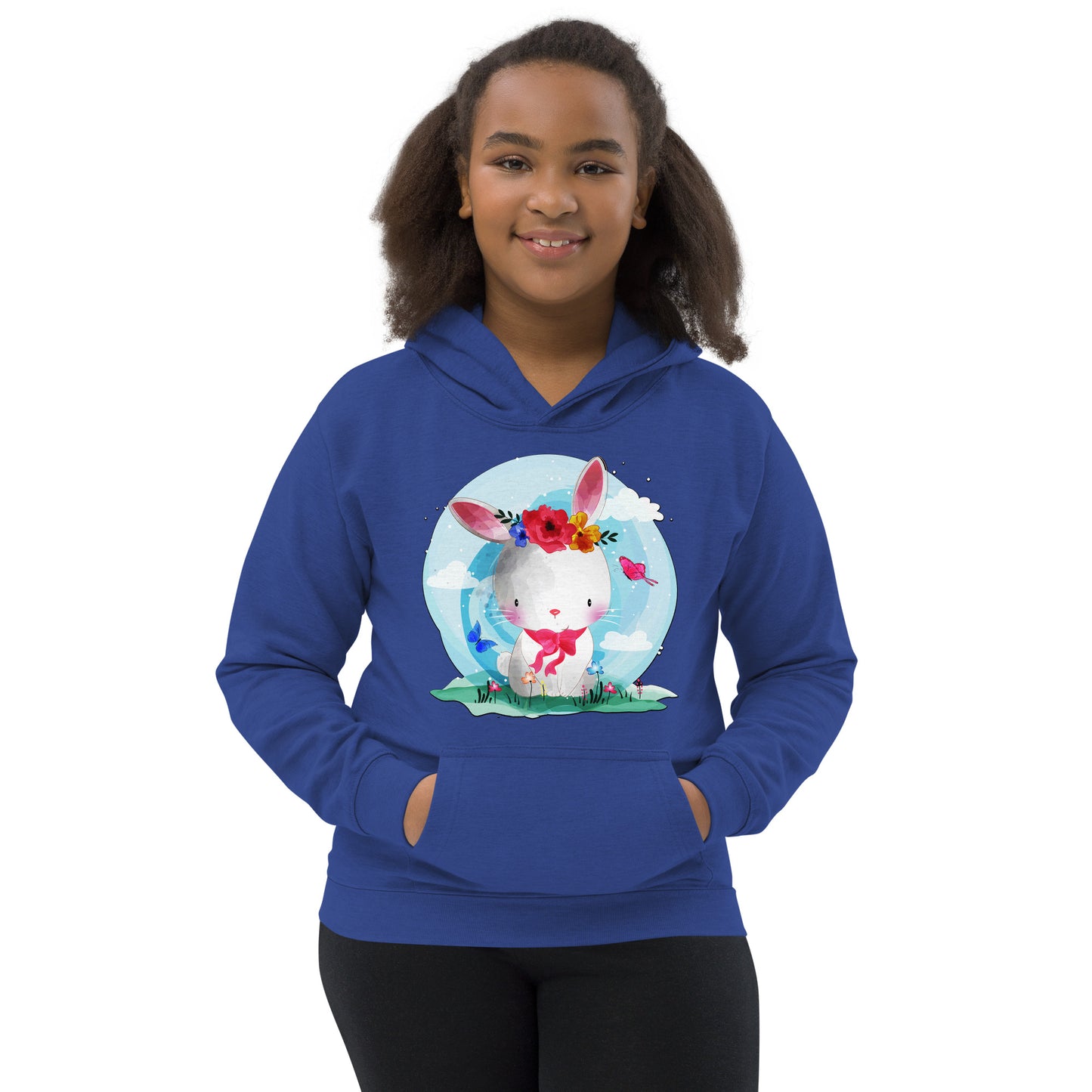 Cute Bunny with Flowers Hoodie, No. 0082