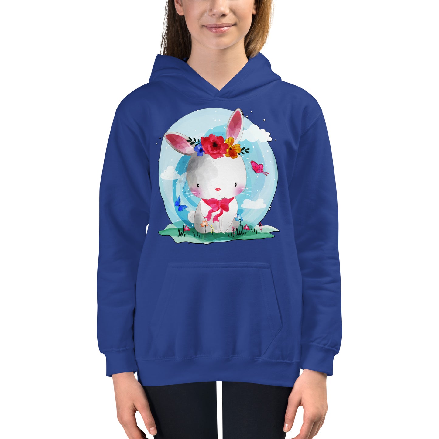 Cute Bunny with Flowers Hoodie, No. 0082