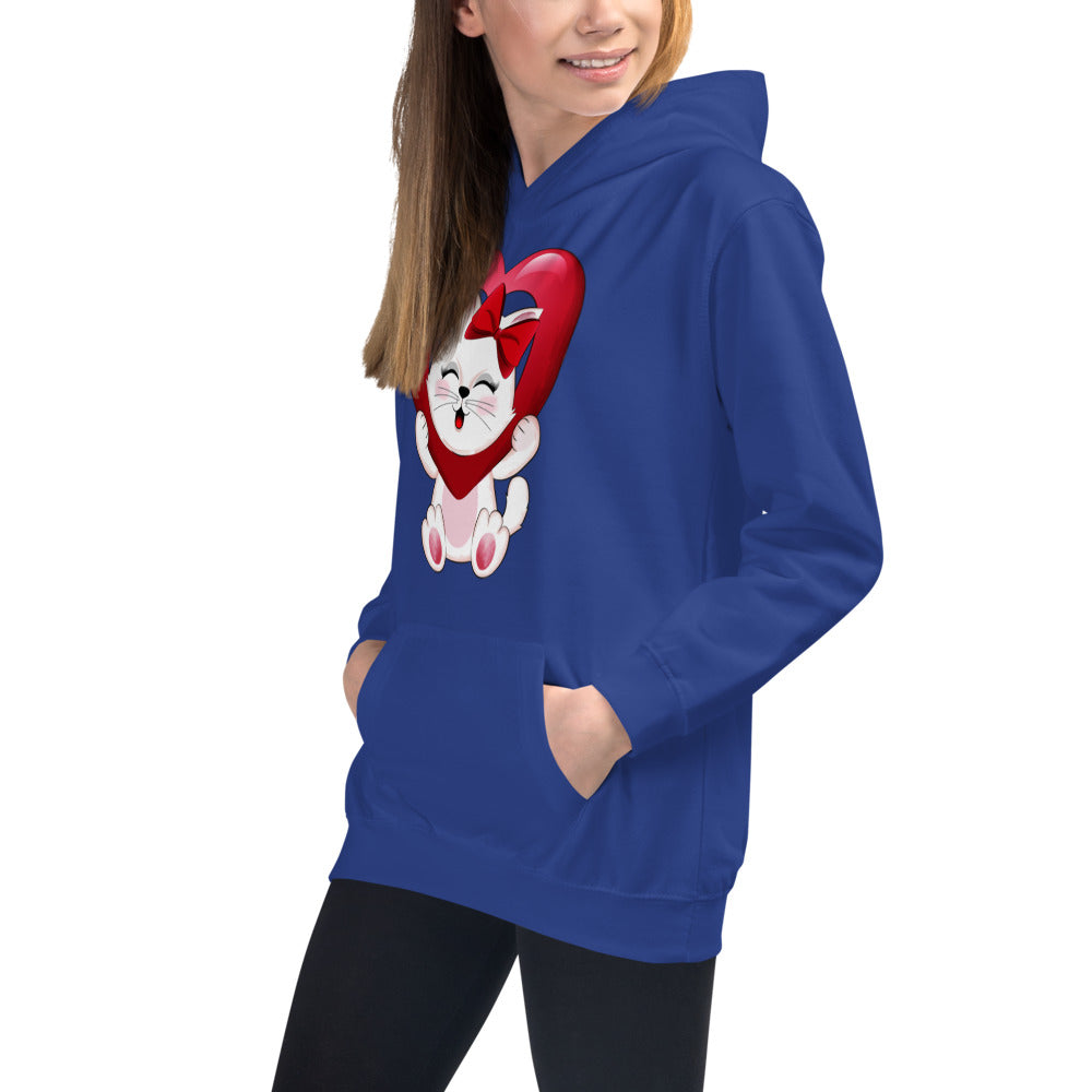 Lovely Kitty Cat Inside Heart Balloon, Hoodies, No. 0477