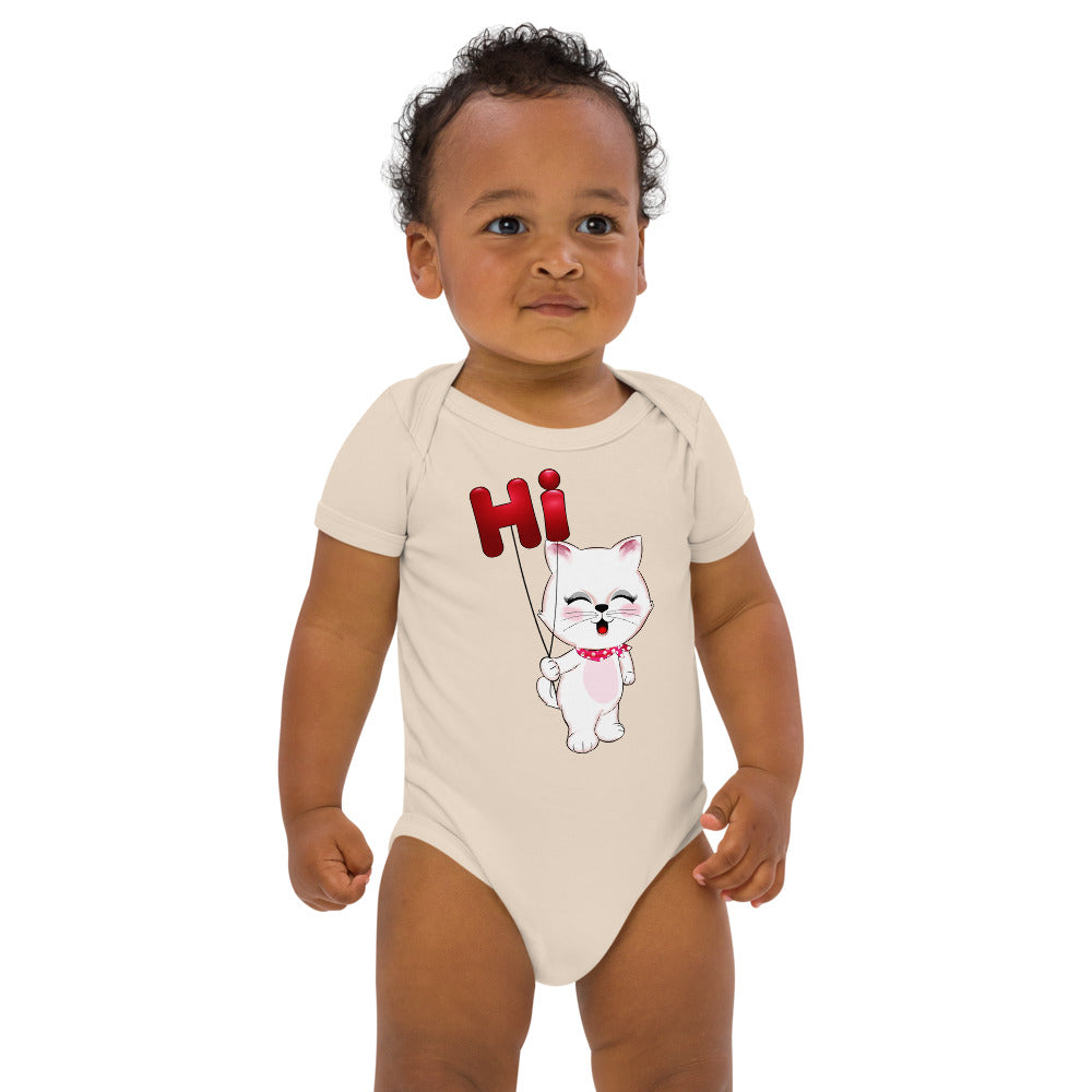 Cute Little Kitty Cat Saying Hi, Bodysuits, No. 0360