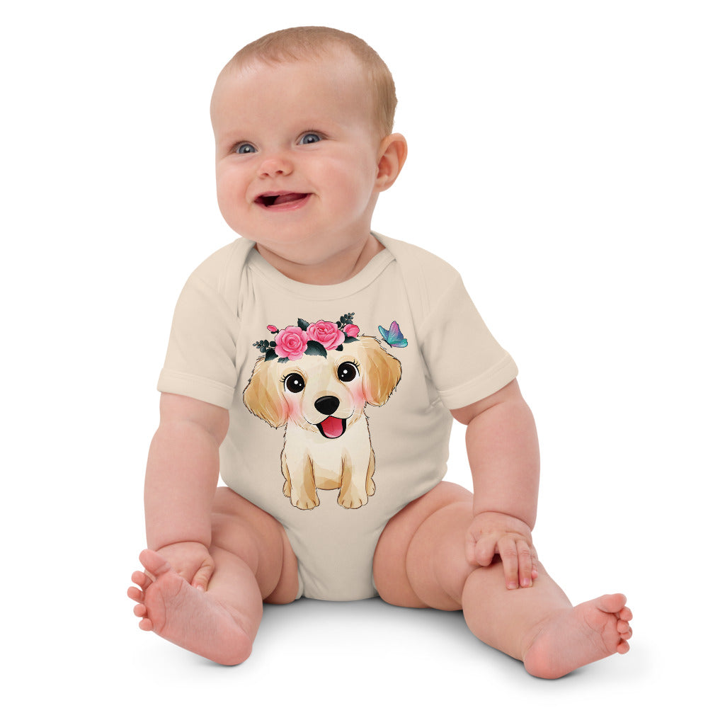 Cute Little Golden Retriever Dog, Bodysuits, No. 0359