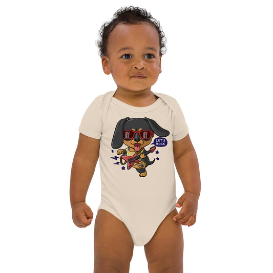 Cool Dachshund Dog Playing Guitar Bodysuit, No. 0256