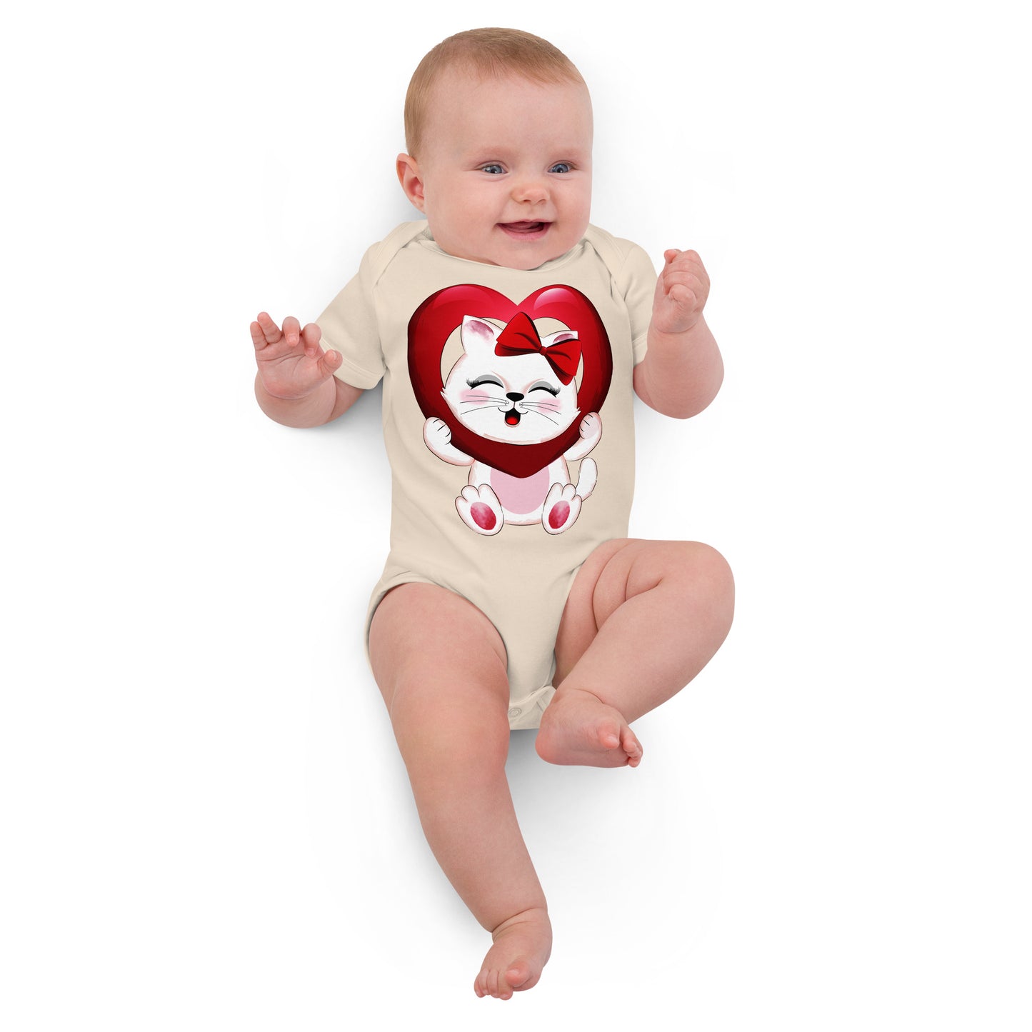 Lovely Kitty Cat Inside Heart Balloon Bodysuit, No. 0477