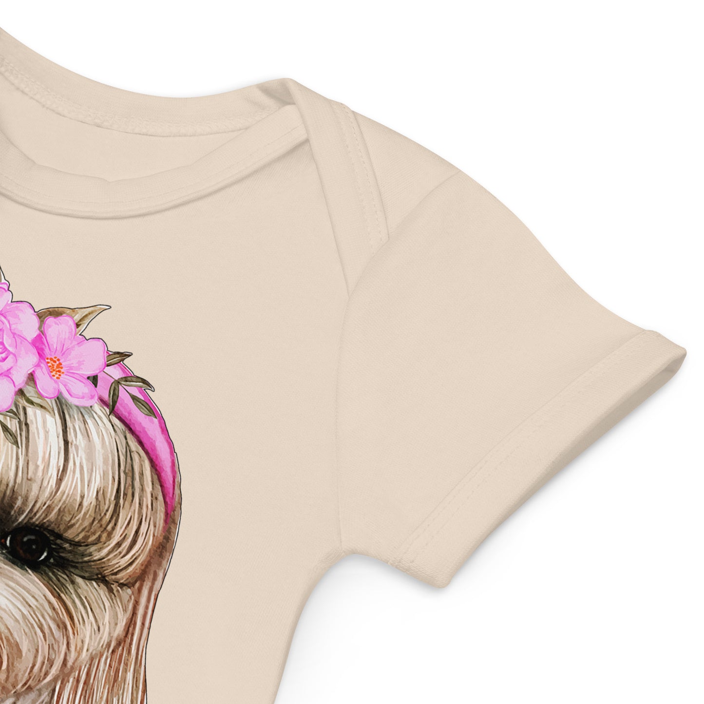Adorable Dog with Flower Hair Crowns Bodysuit, No. 0562