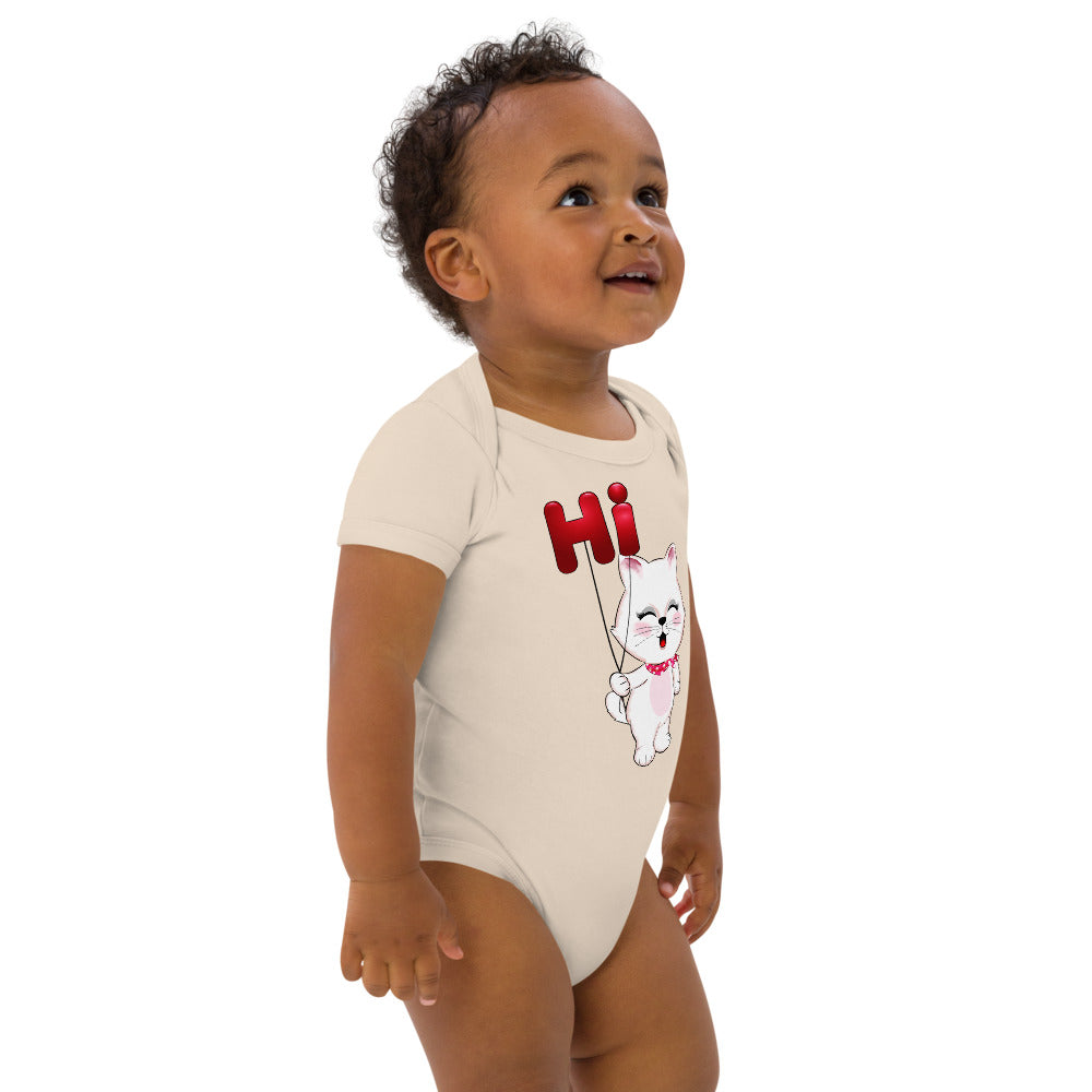 Cute Little Kitty Cat Saying Hi, Bodysuits, No. 0360