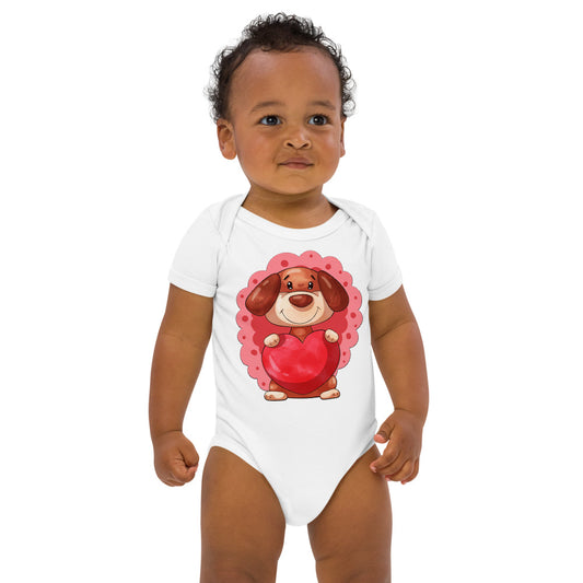Dog Puppy with Heart, Bodysuits, No. 0393