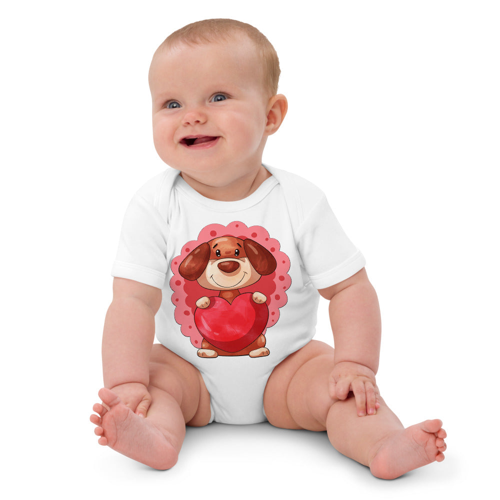 Dog Puppy with Heart, Bodysuits, No. 0393