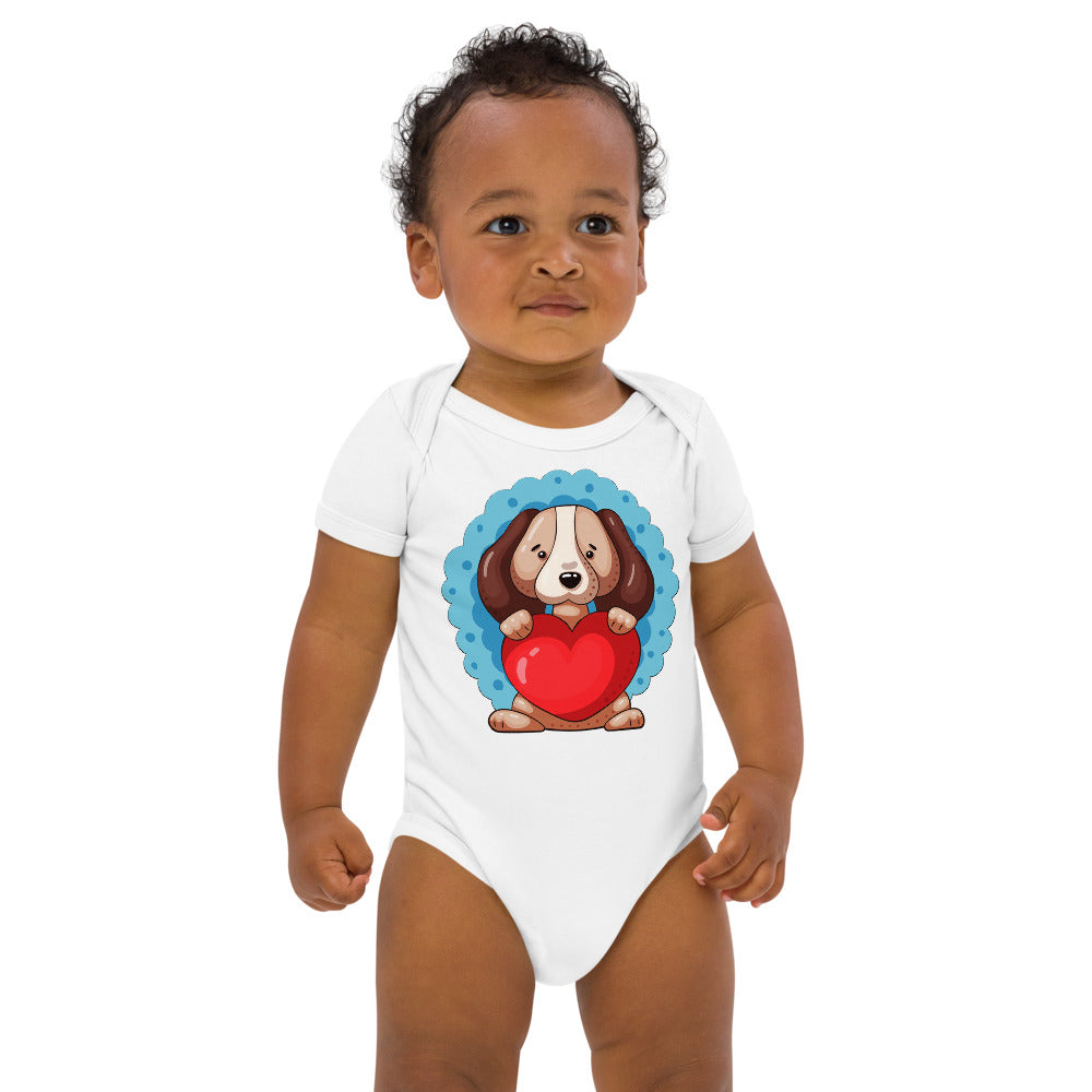 Dog Puppy with Childish Heart, Bodysuits, No. 0392