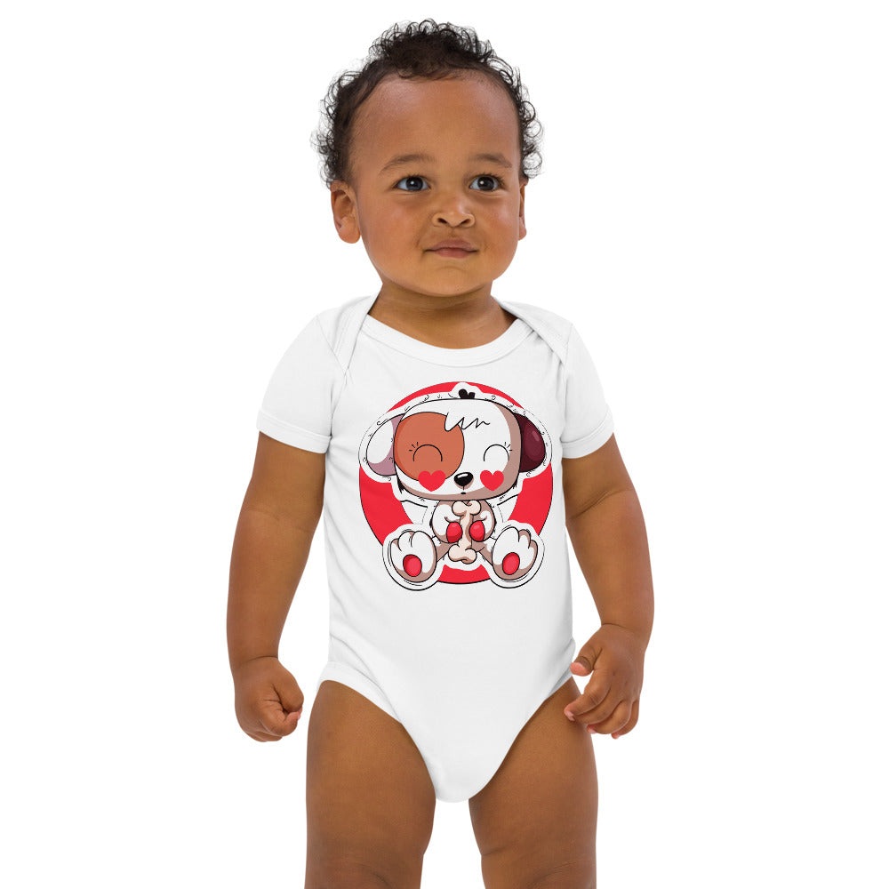 Dog Puppy Eating Bone, Bodysuits, No. 0390