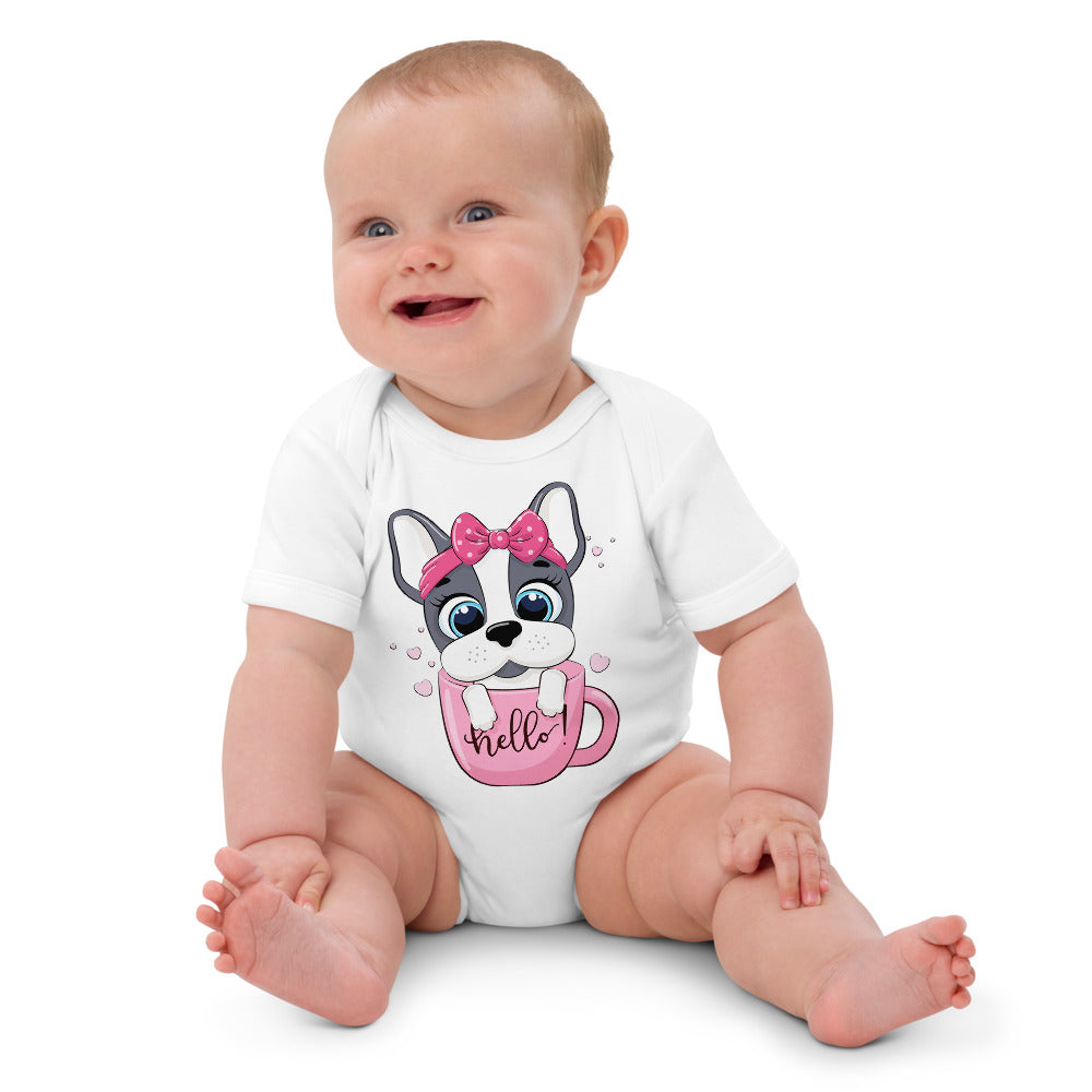 Cute Puppy Dog in Cup, Bodysuits, No. 0371