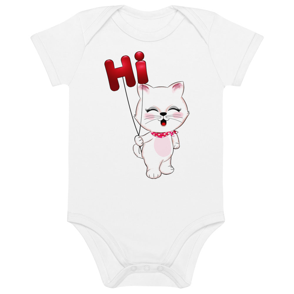 Cute Little Kitty Cat Saying Hi, Bodysuits, No. 0360