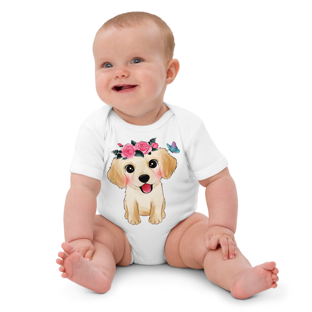 Cute Little Golden Retriever Dog, Bodysuits, No. 0359