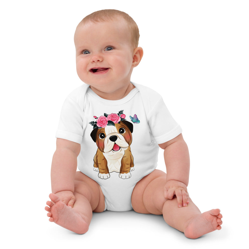 Cute Little Bulldog Dog, Bodysuits, No. 0352