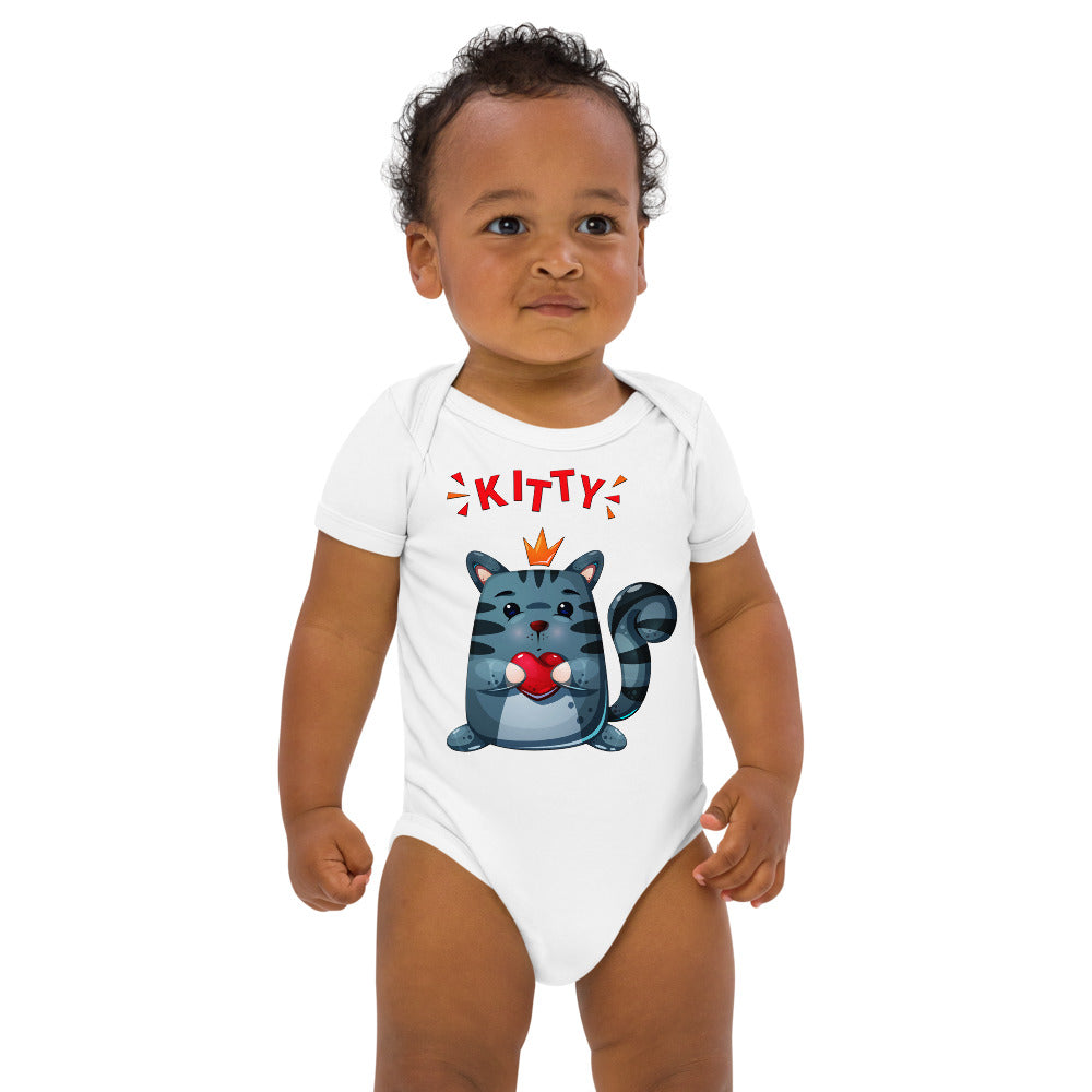 Cute Kitty Cat with Red Heart, Bodysuits, No. 0332