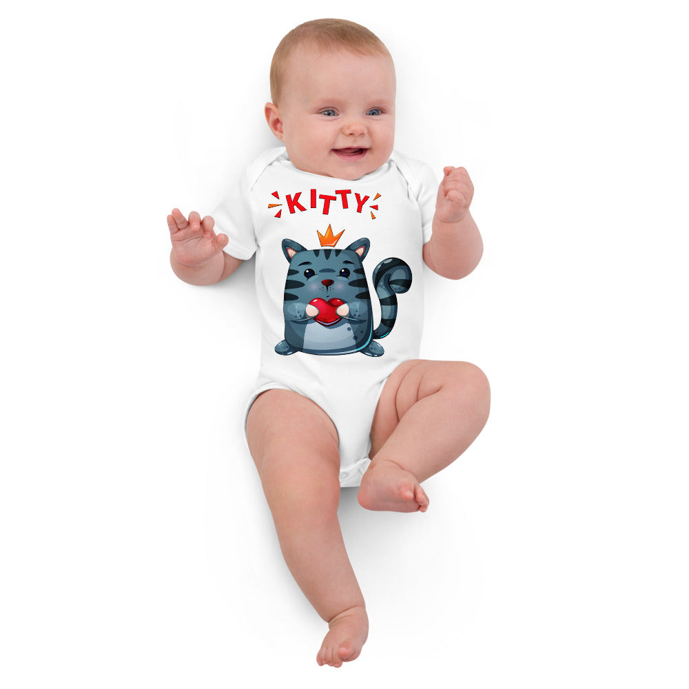 Cute Kitty Cat with Red Heart, Bodysuits, No. 0332
