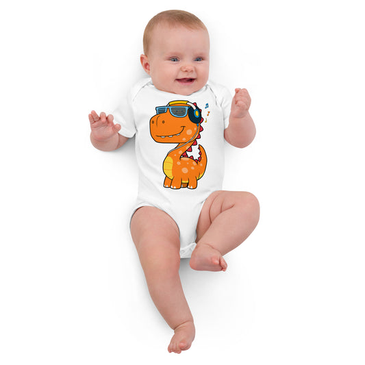 Cool Dinosaur Listening Music Bodysuit, No. 0099