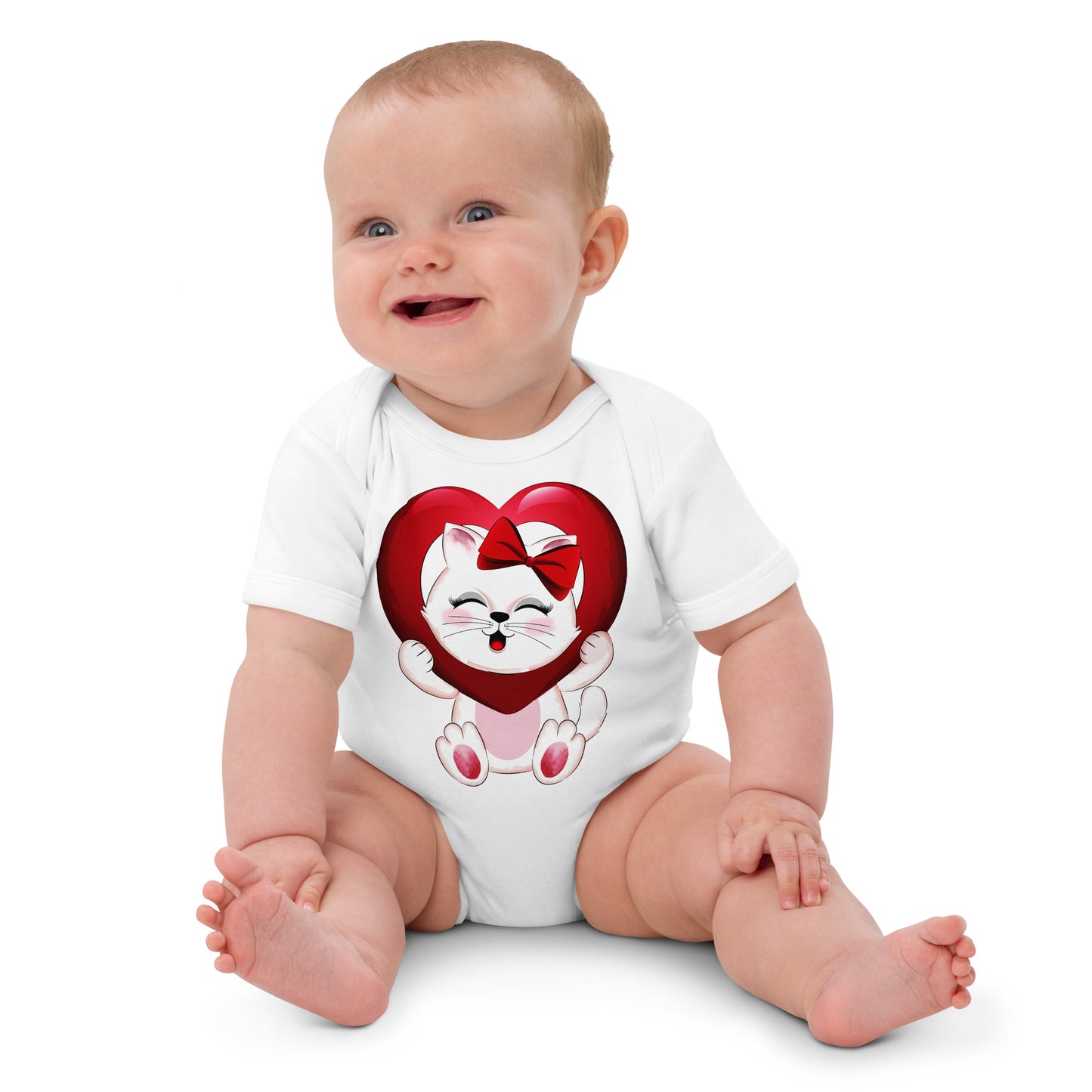 Lovely Kitty Cat Inside Heart Balloon Bodysuit, No. 0477