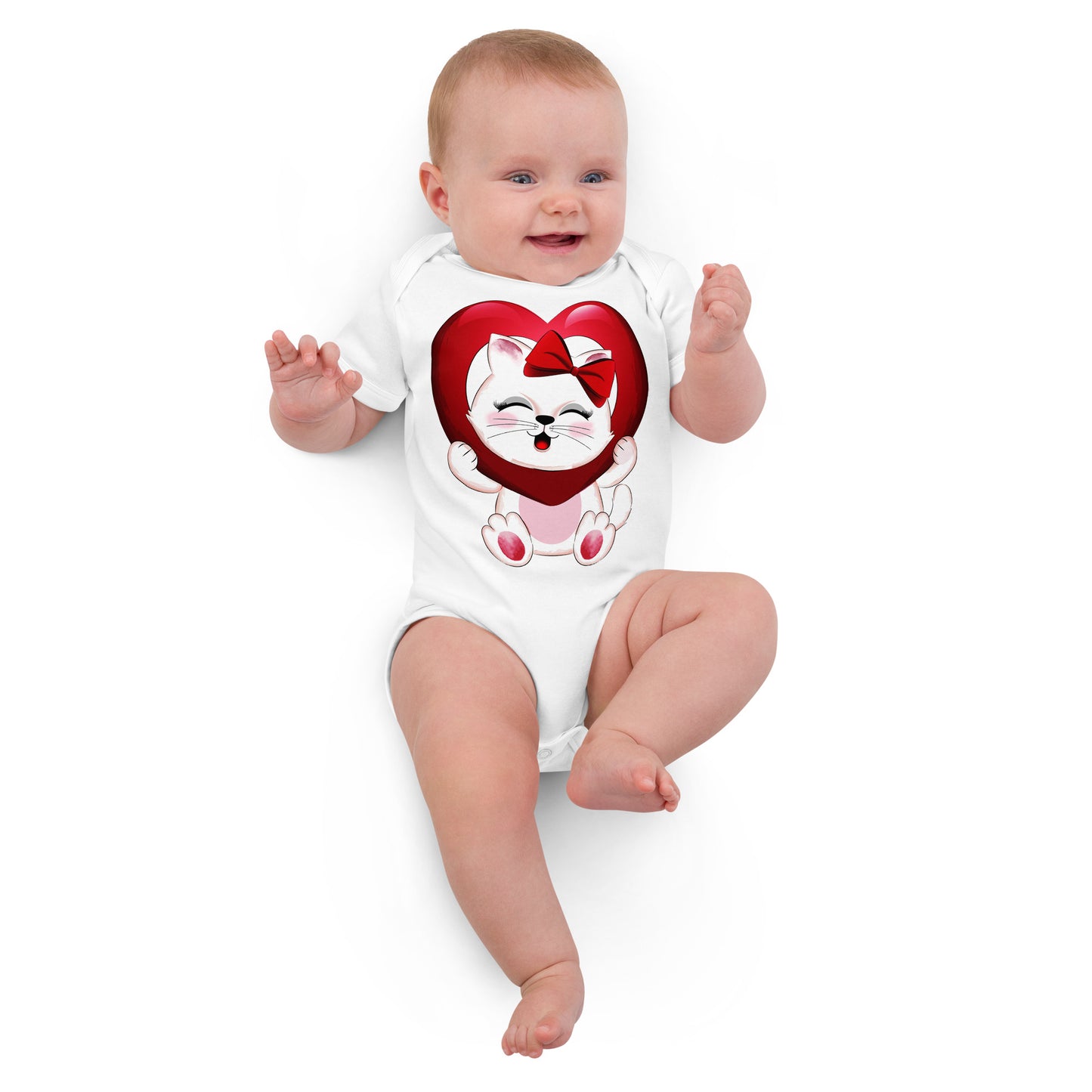 Lovely Kitty Cat Inside Heart Balloon Bodysuit, No. 0477