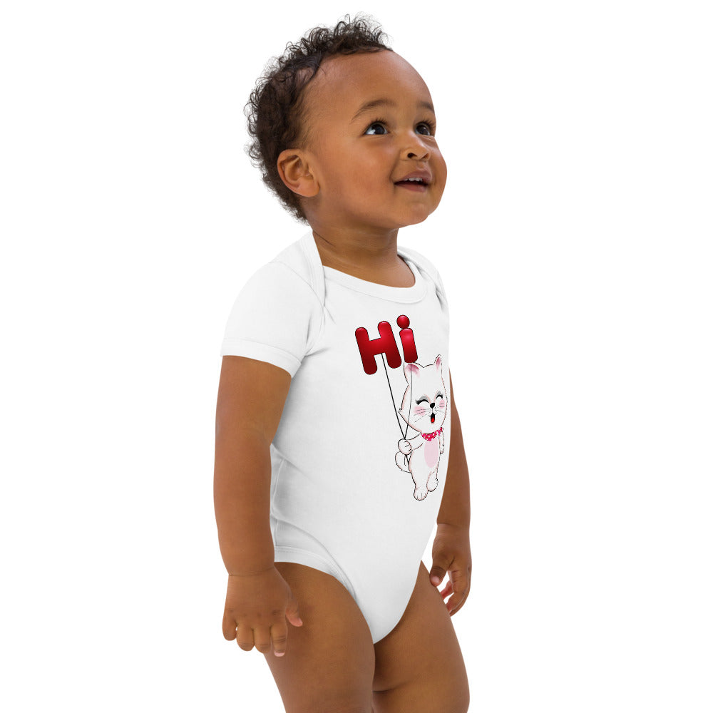 Cute Little Kitty Cat Saying Hi, Bodysuits, No. 0360