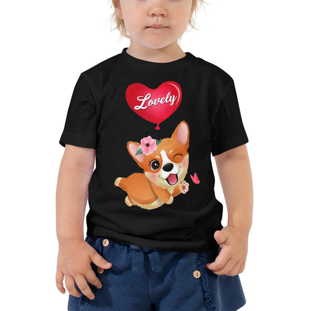 Corgi Dog Flying with Balloon T-shirt, No. 0054