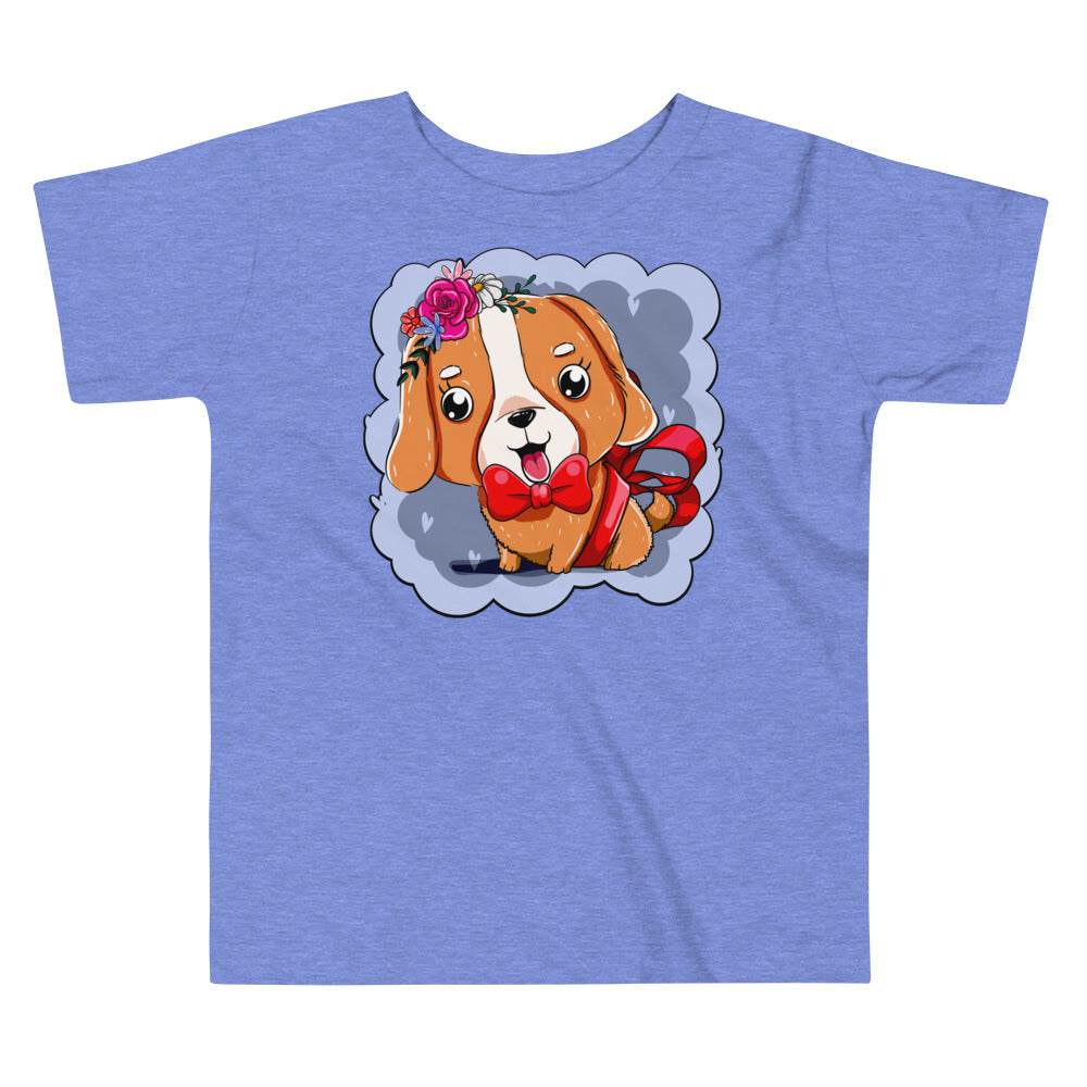 Cute Dog Puppy with Red Tie, T-shirts, No. 0300