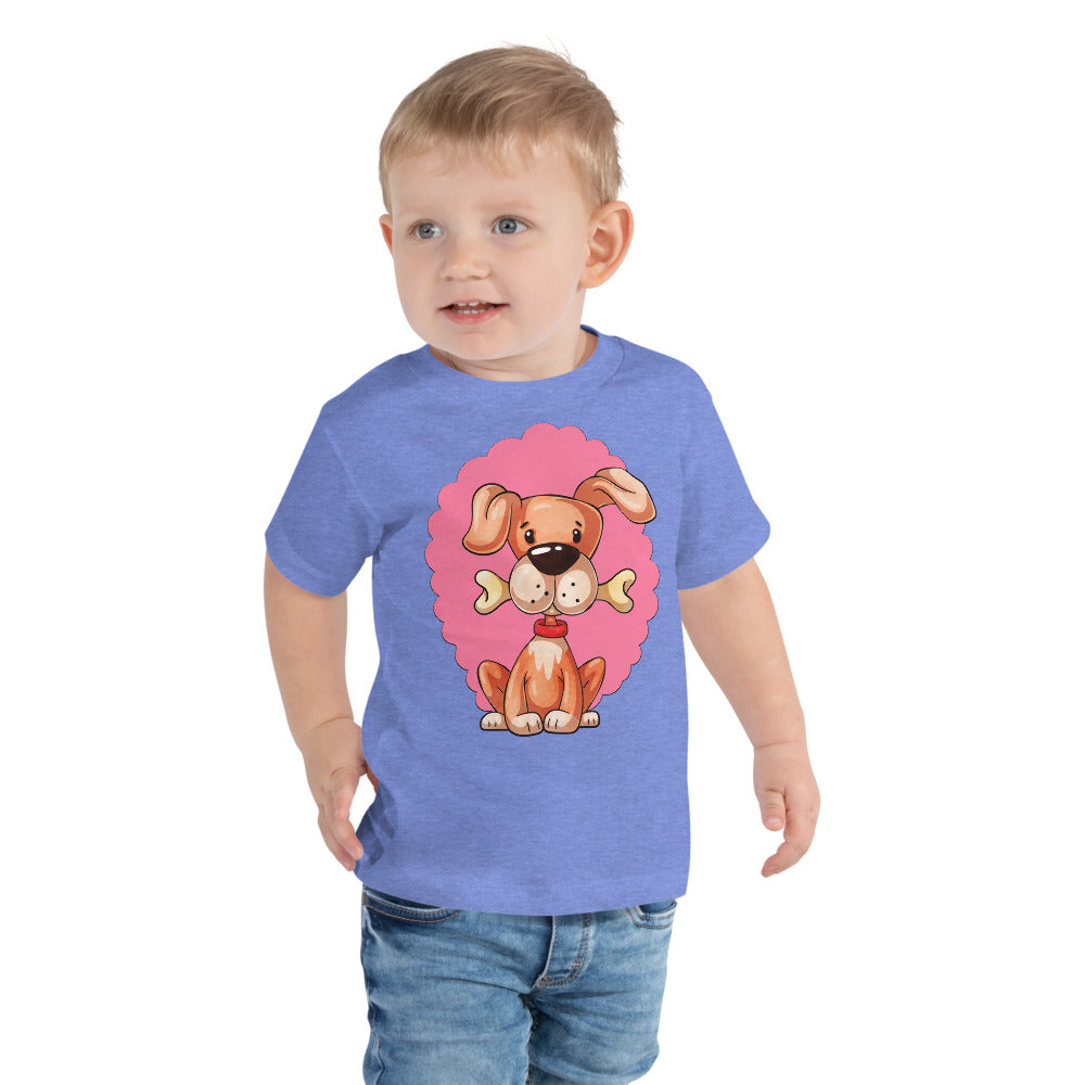 Cute Dog Puppy with Bone, T-shirts, No. 0297