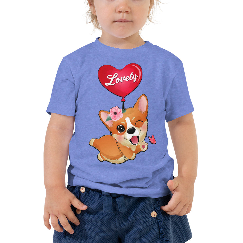 Corgi Dog Flying with Balloon T-shirt, No. 0054