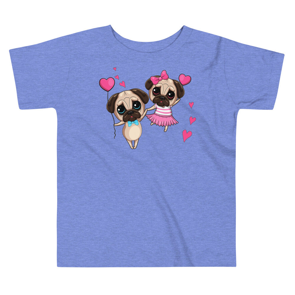 Couple Pug Dogs in Love T-shirt, No. 0262