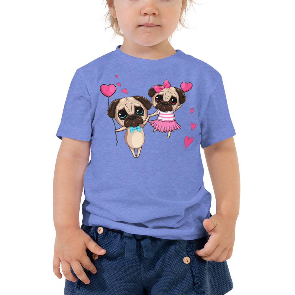 Couple Pug Dogs in Love T-shirt, No. 0262