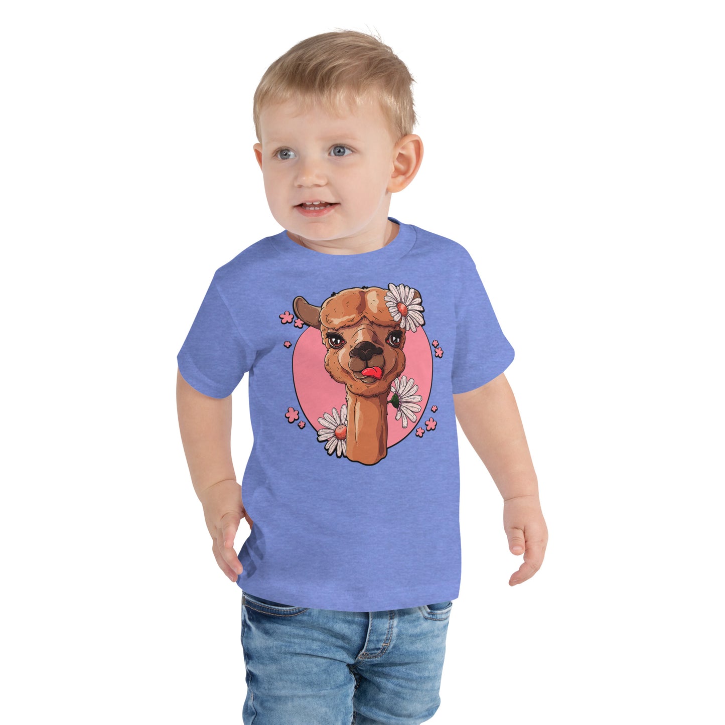 Cute Alpaca with Flowers T-shirt, No. 0059