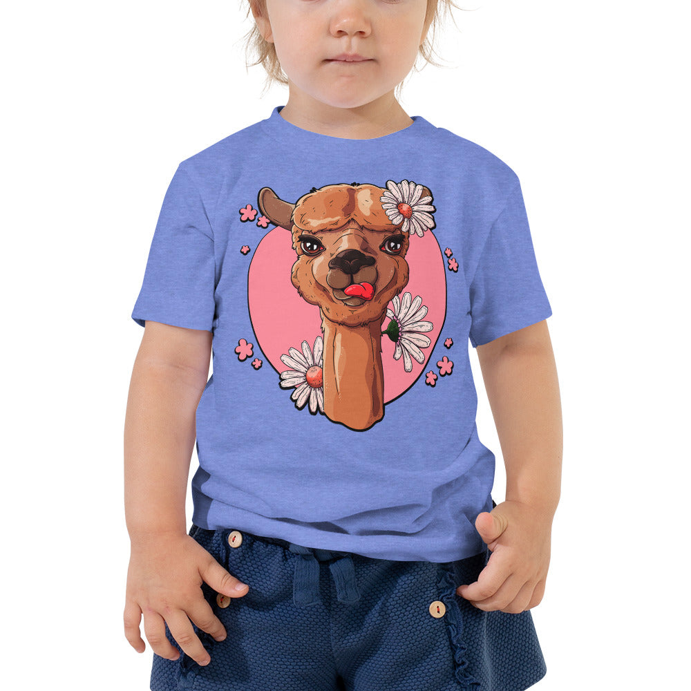 Cute Alpaca with Flowers T-shirt, No. 0059