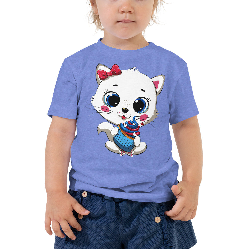 Cute Baby Cat Eating Cupcake T-shirt, No. 0267