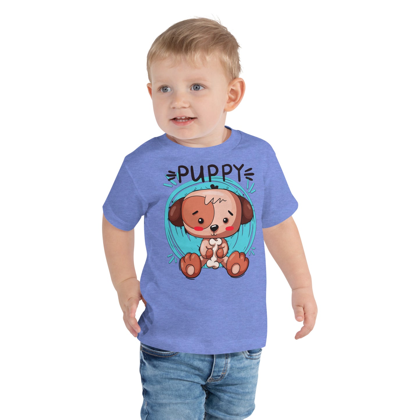 Dog Puppy Sitting with Bone T-shirt, No. 0391