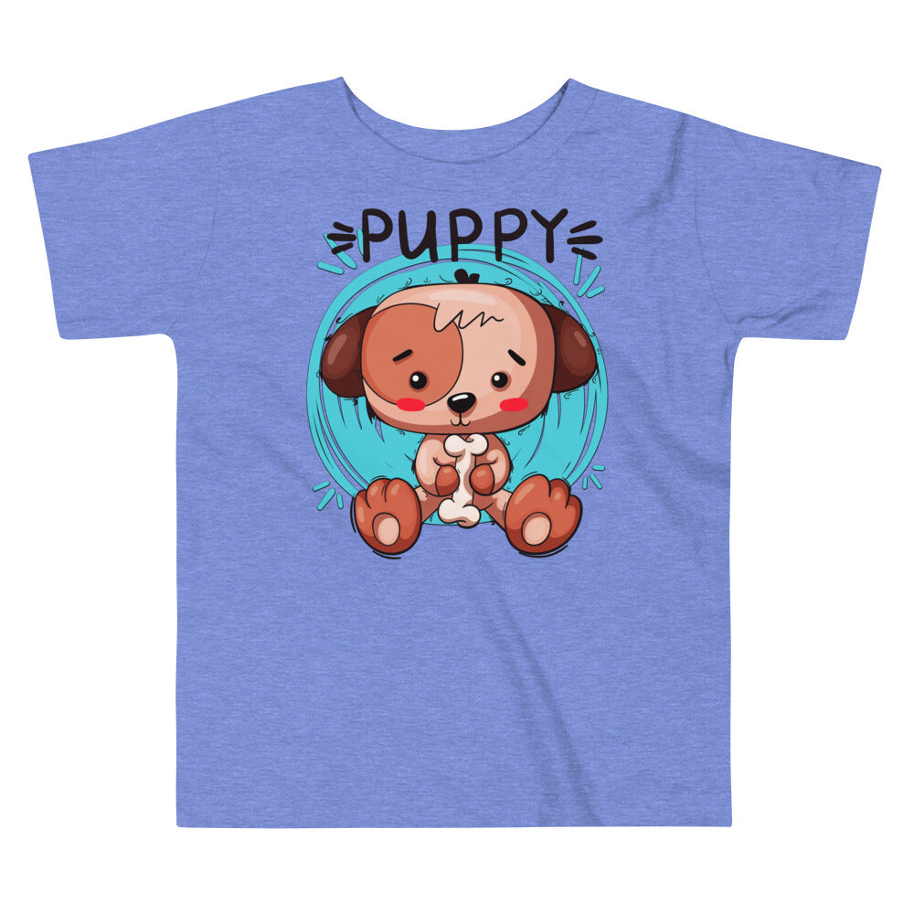 Dog Puppy Sitting with Bone T-shirt, No. 0391