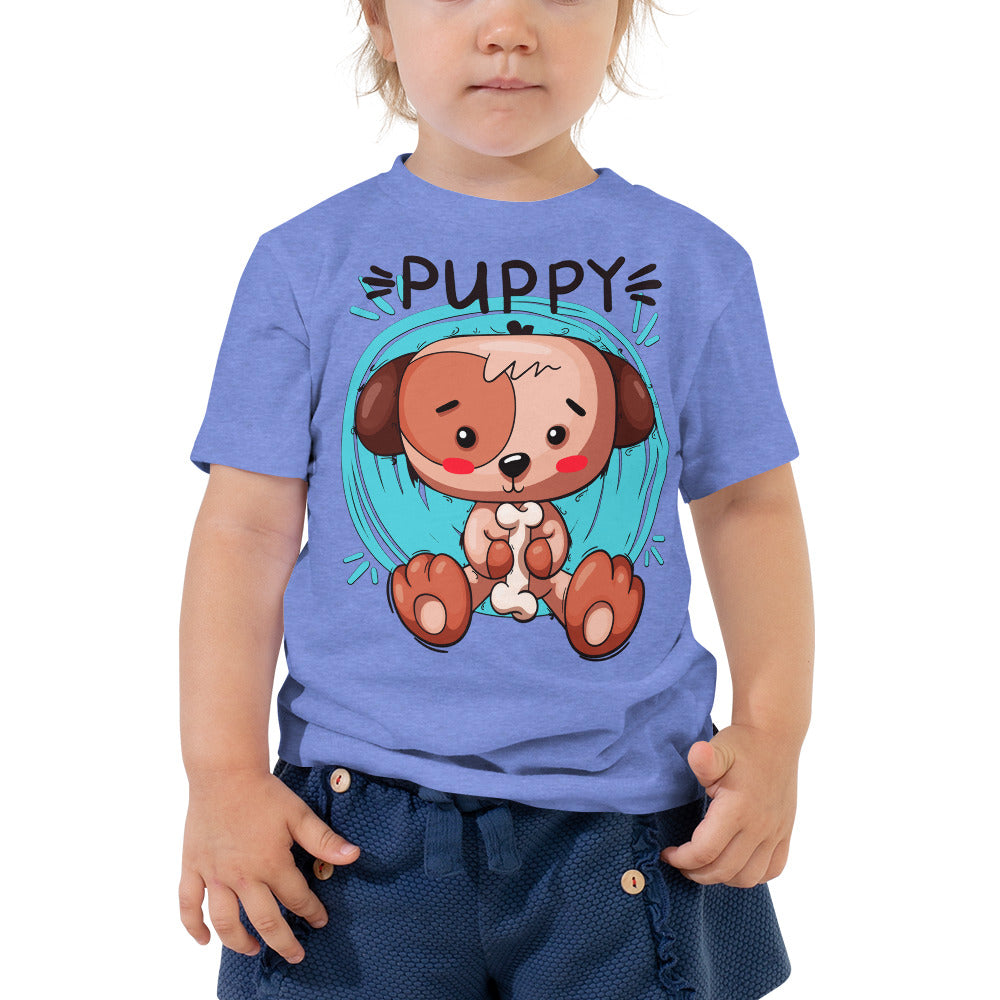 Dog Puppy Sitting with Bone T-shirt, No. 0391